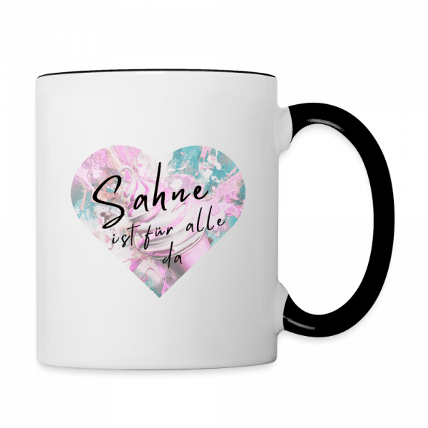 Sahne ist für alle da - zweifarbige Tasse